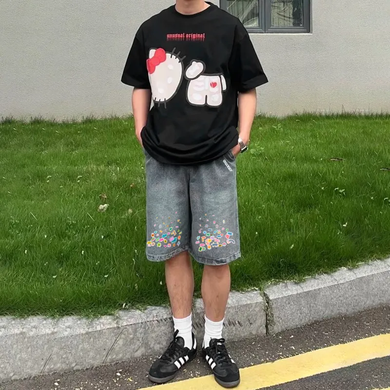 Qnxeey Denim Shorts Unisex-4