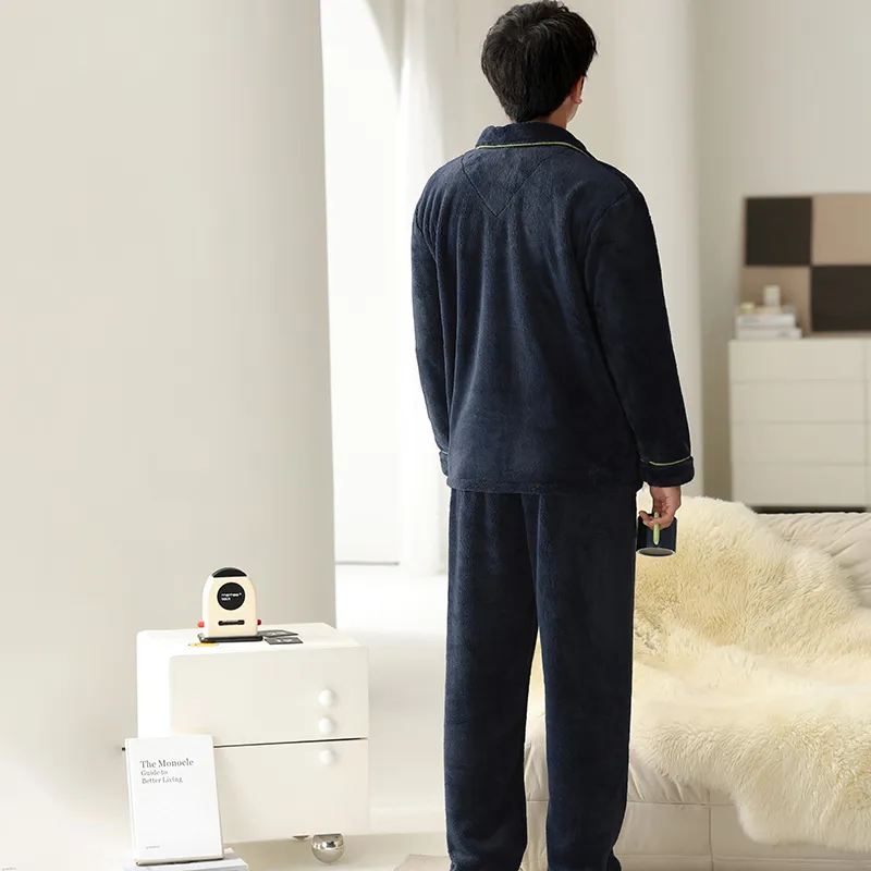 Lan Miao Pajama Set Men's Navy Blue-1