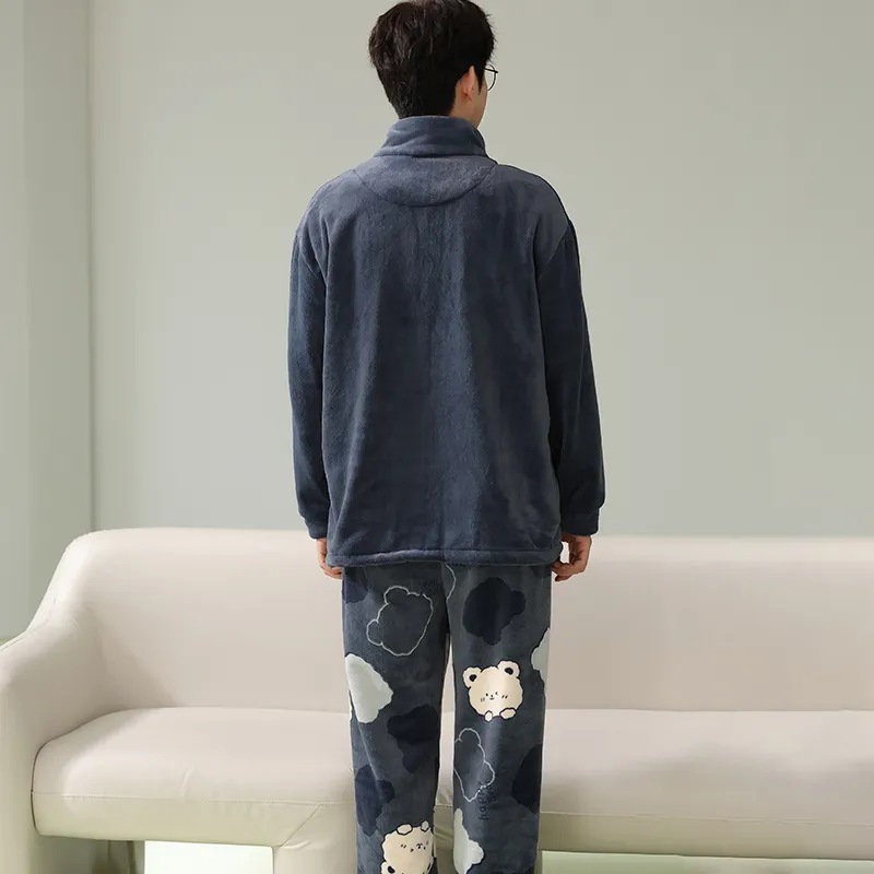 Lan Miao Pajama Set Men's Dark Blue-1