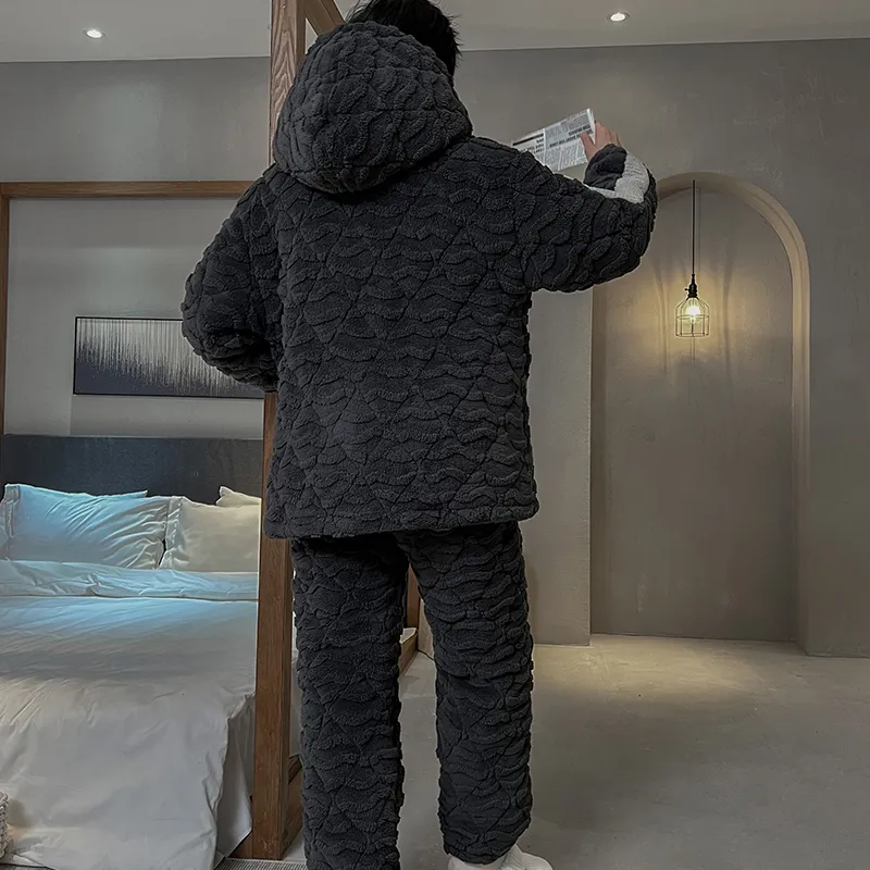 Lan Miao Pajama Set Men's Matte Gray-1