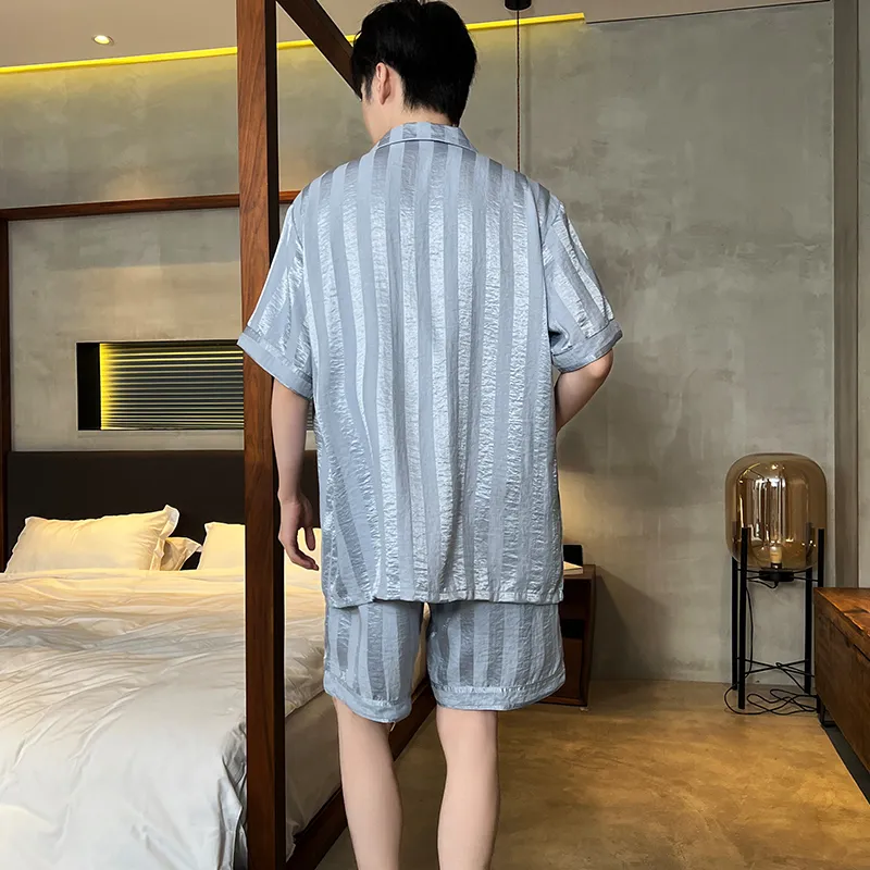 Lan Miao Pajama Set Men's Light Blue-1