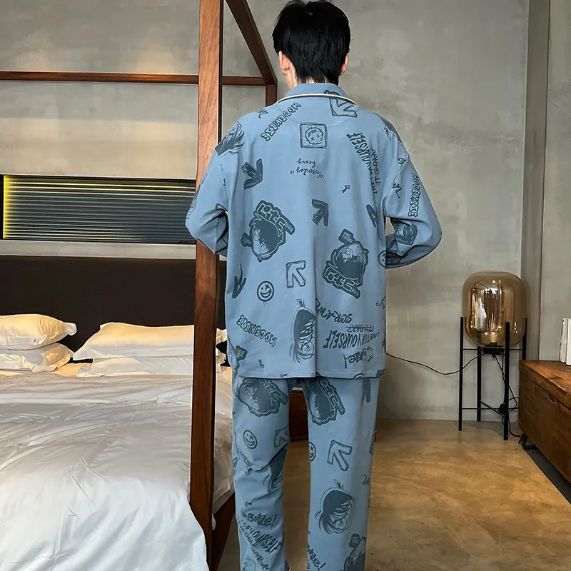 Lan Miao Pajama Set Men's Green-13
