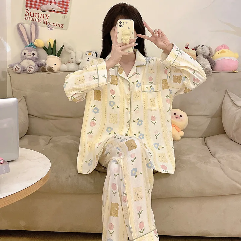 Lan Miao Pajama Set Women's Apricot-1
