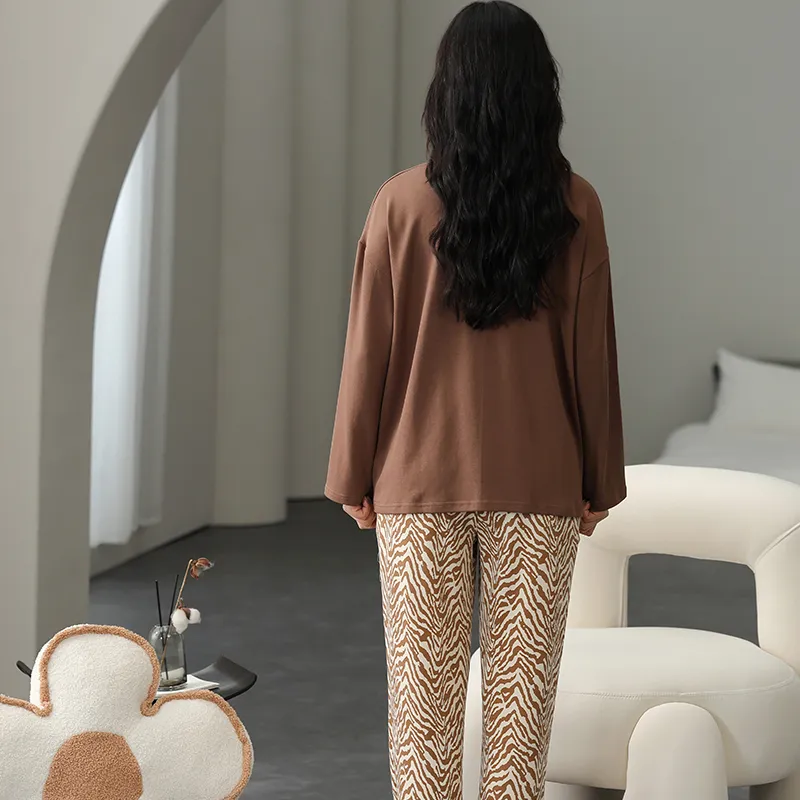 Lan Miao Pajama Set Women's Brown-1