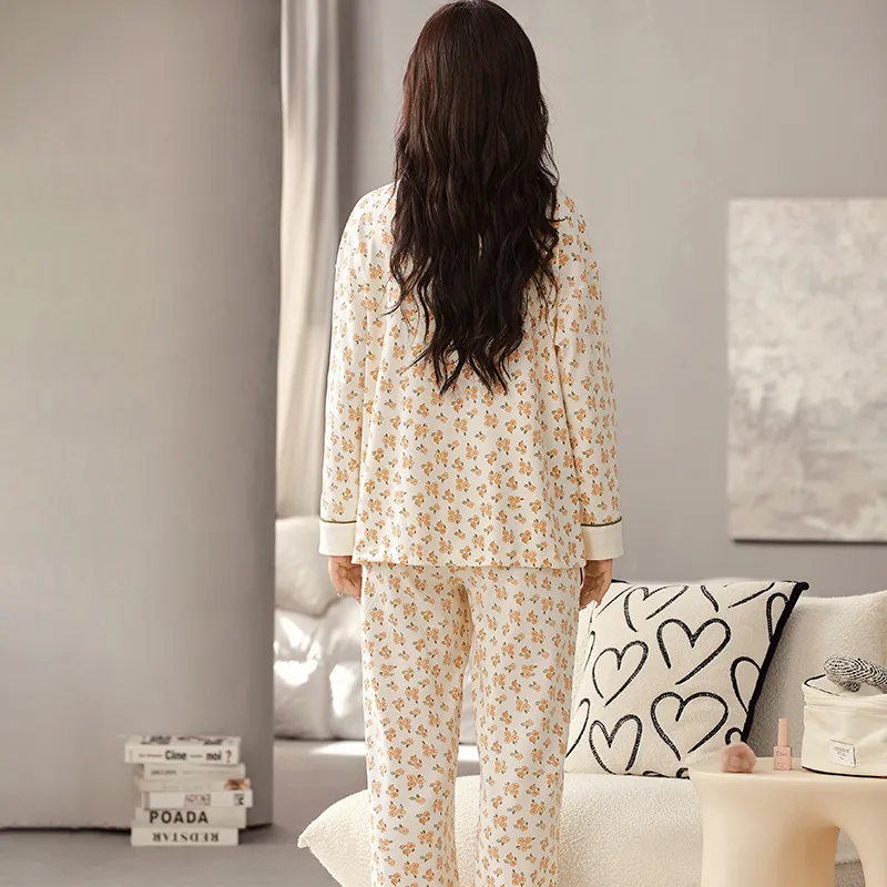 Lan Miao Pajama Set Women's Apricot-7