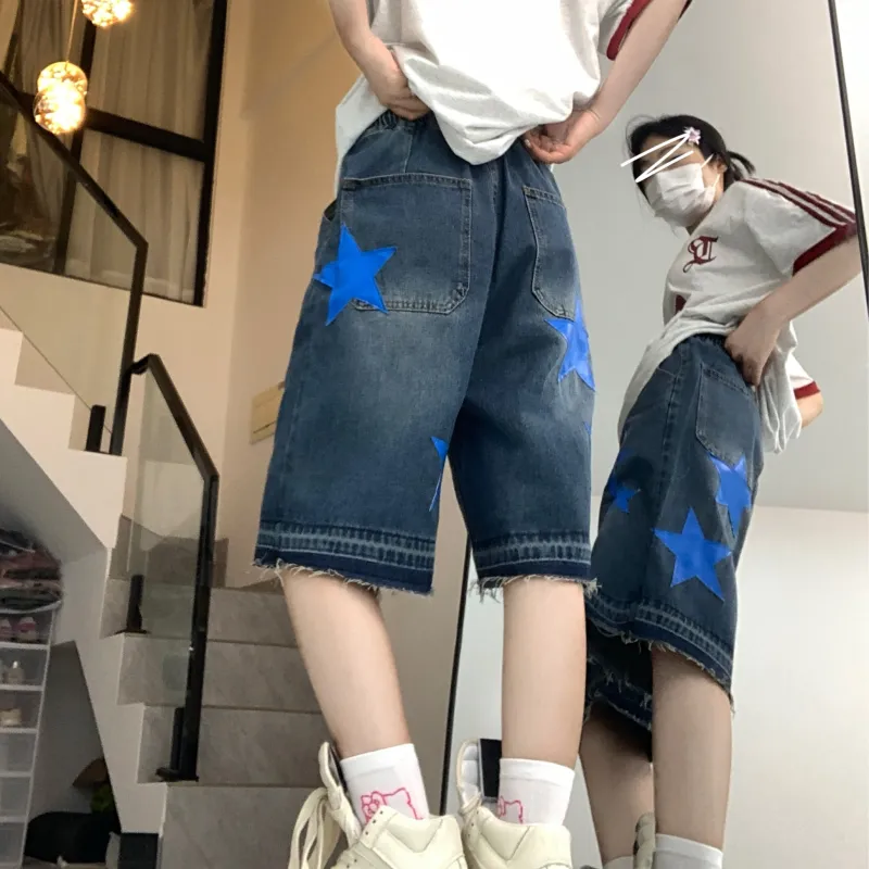 FOMOCE Denim Shorts Unisex Blue-2
