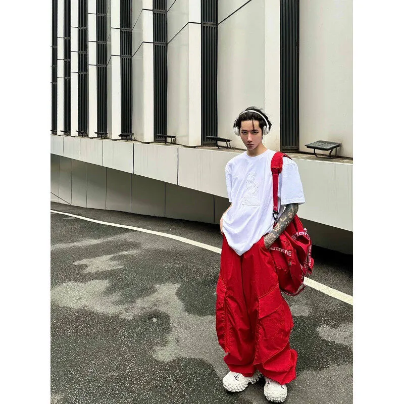 FOMOCE Cargo Pants Unisex Red-1