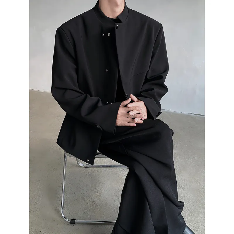 TESTUNG Fashion Jacket Unisex Black Single Item-4