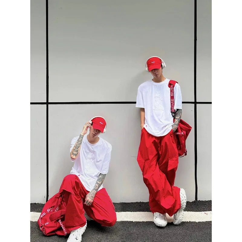FOMOCE Cargo Pants Unisex Red-2