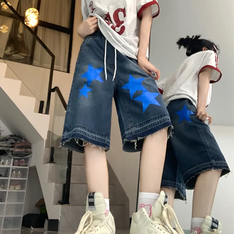 FOMOCE Denim Shorts Unisex Blue-3