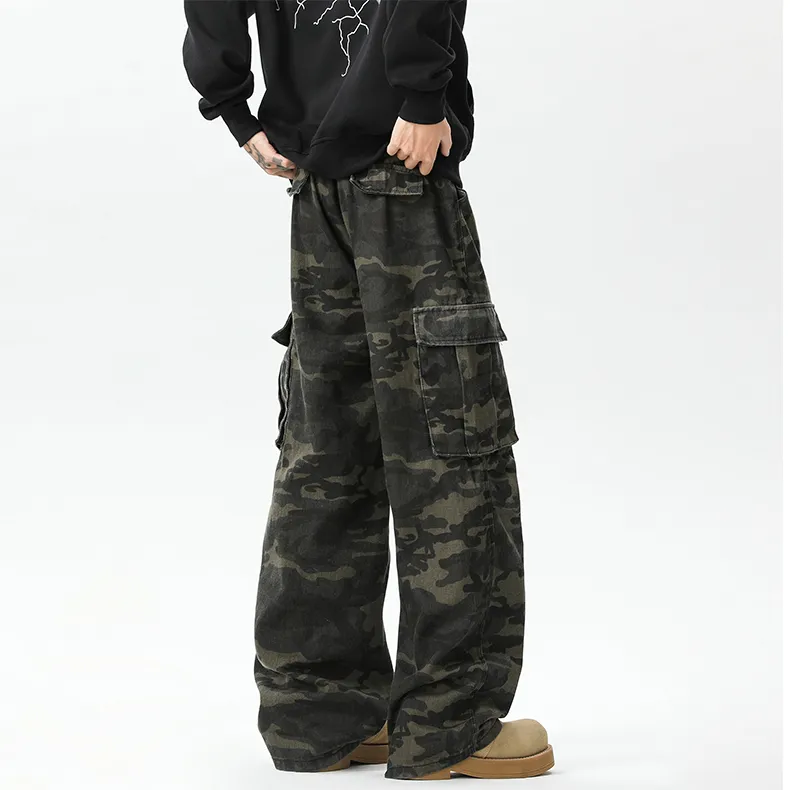 FOMOCE Casual Pants Unisex Army Green Camouflage-1