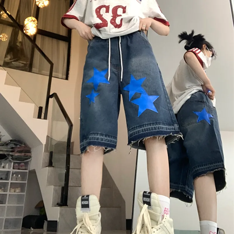 FOMOCE Denim Shorts Unisex Blue-1