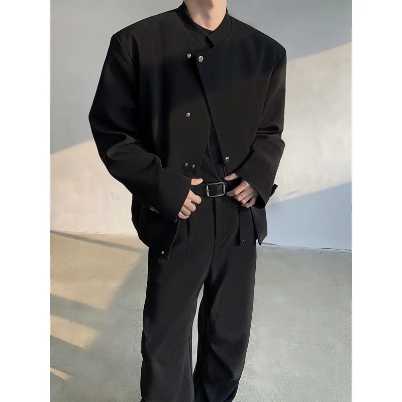 TESTUNG Fashion Jacket Unisex Black Single Item-3
