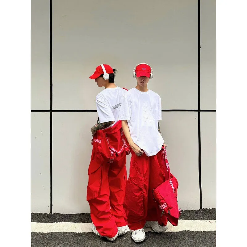 FOMOCE Cargo Pants Unisex Red-4