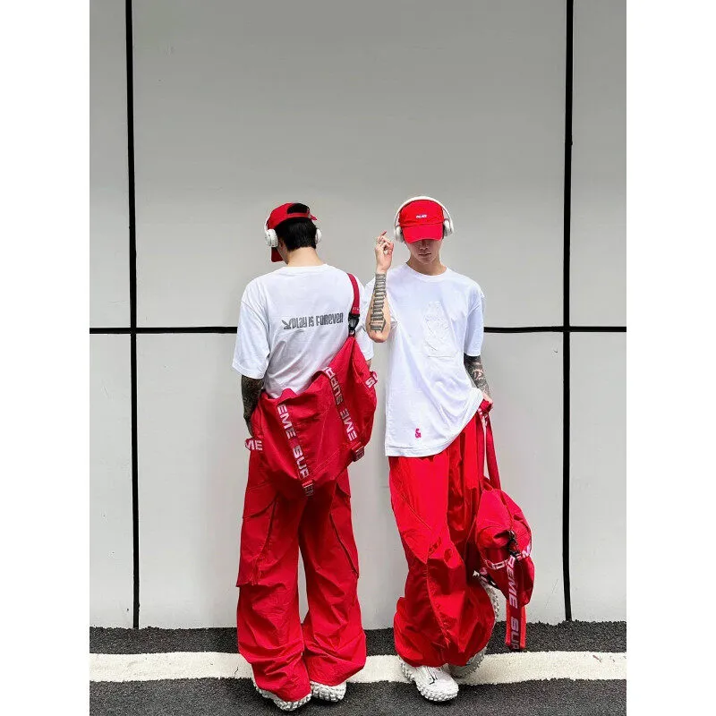FOMOCE Cargo Pants Unisex Red-3