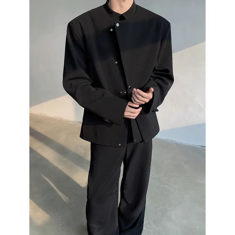TESTUNG Fashion Jacket Unisex Black Single Item-2