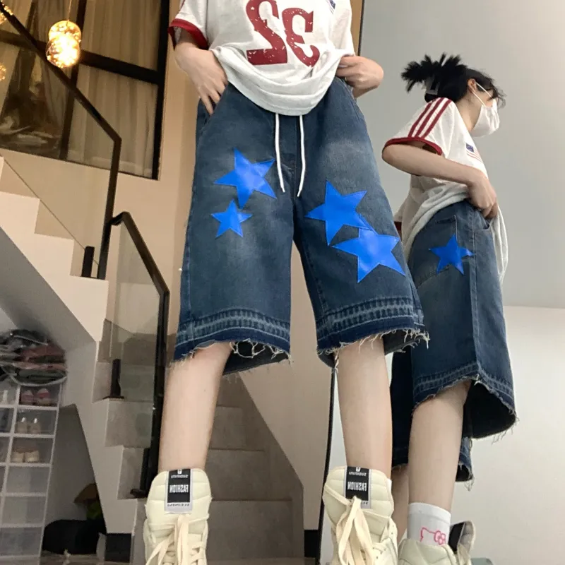 FOMOCE Denim Shorts Unisex Blue-4