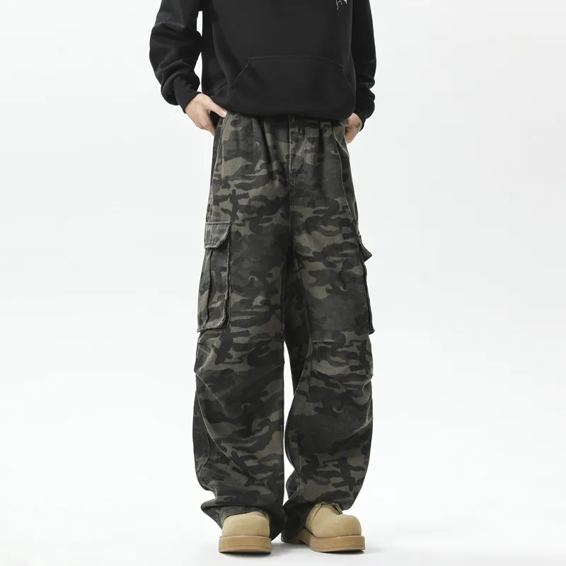 FOMOCE Casual Pants Unisex Army Green Camouflage-3