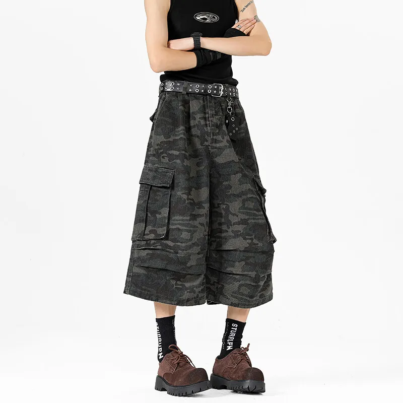 TESTUNG Fashion Versatile Shorts Unisex Classic Camouflage Stylish-1