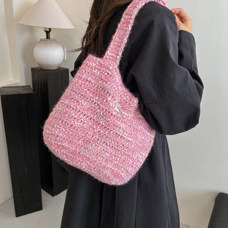 Morellybear Yarn Tote Bag, Shopping Bag, Shoulder Bag Women's Multicolor-16
