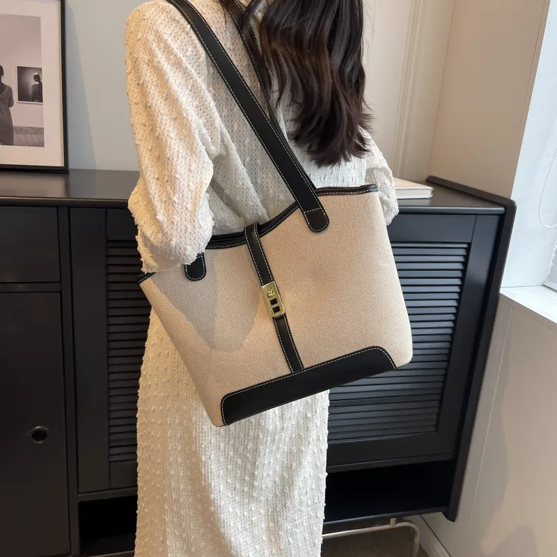 Morellybear Canvas Tote Bag Shopping Bag Canvas Bag Handheld Bag Shoulder Bag Regular Women's Black/Coffee-12