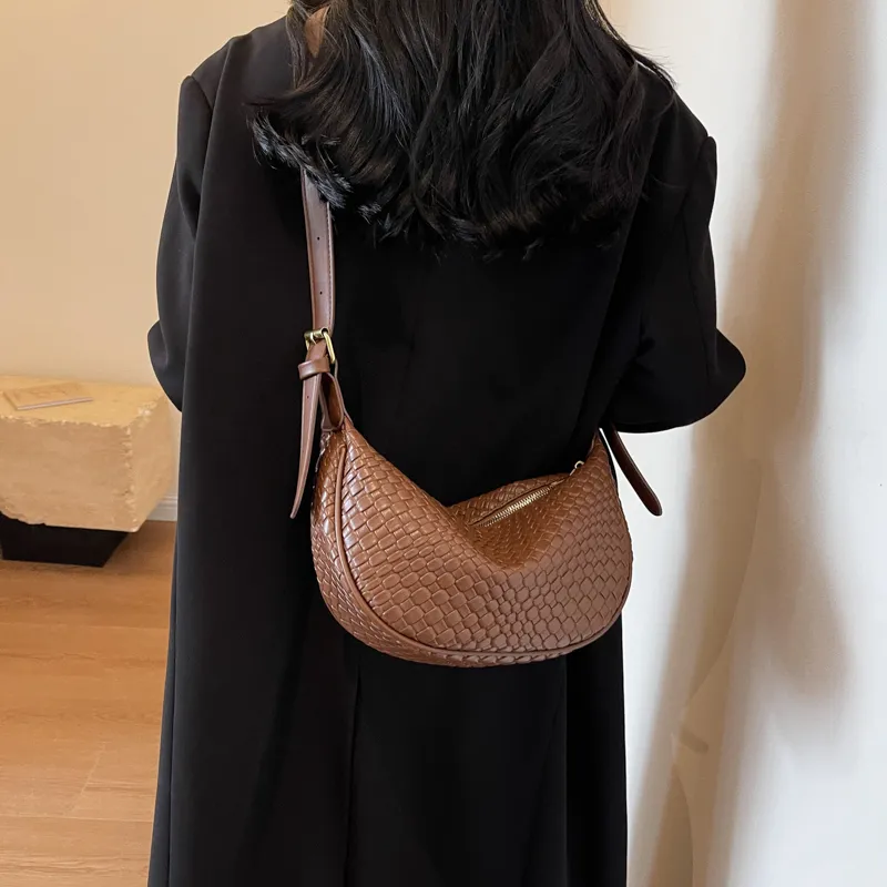 Morellybear PU Dumpling Bag Shoulder Bag Crossbody Bag Regular Women's Black/Ecru/Coffee/Khaki/Khaki & Brown-30