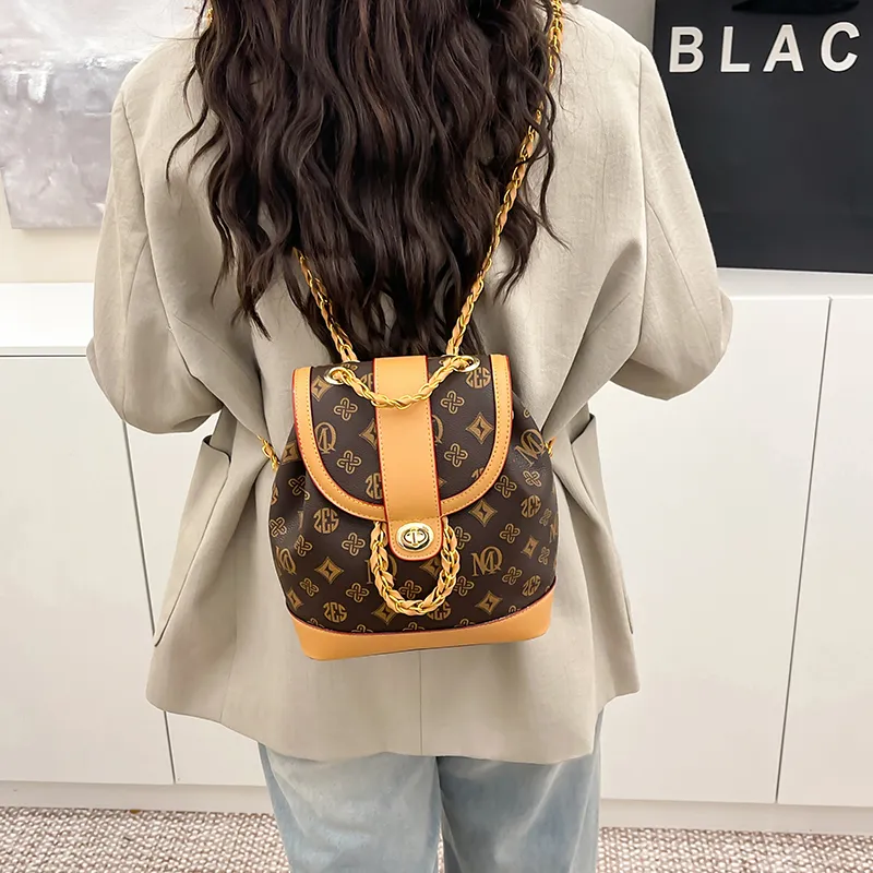 Morellybear PVC Backpack Women's Tricolor/Coffee-11