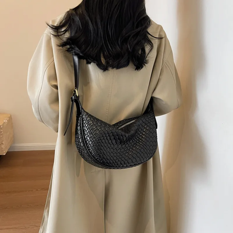 Morellybear PU Dumpling Bag Shoulder Bag Crossbody Bag Regular Women's Black/Ecru/Coffee/Khaki/Khaki & Brown-5