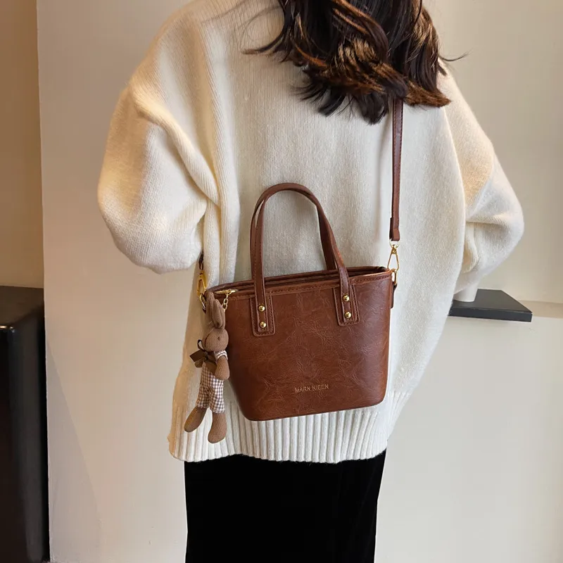 Morellybear Pu Tote Bag Shopping Bag One Shoulder Handbag Crossbody Bag Regular Women's Black/Brown/Coffee/Ecru-24