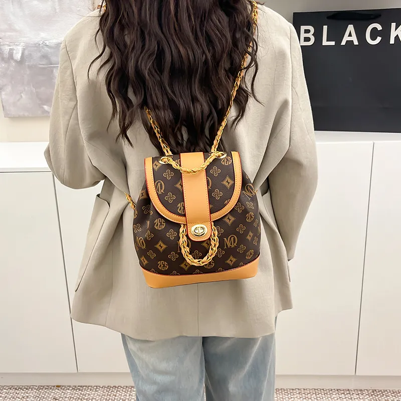 Morellybear PVC Backpack Women's Tricolor/Coffee-10