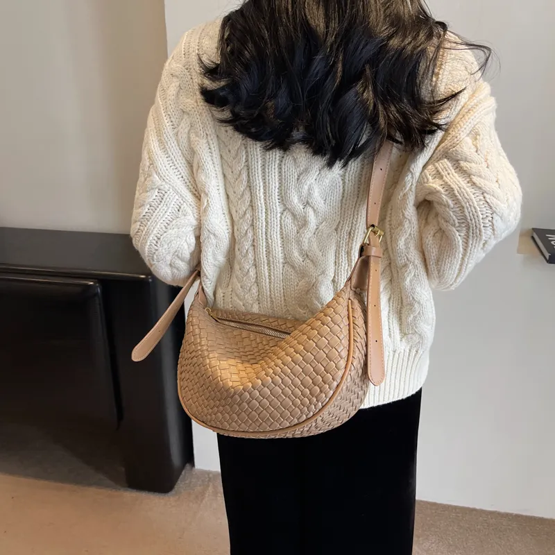 Morellybear PU Dumpling Bag Shoulder Bag Crossbody Bag Regular Women's Black/Ecru/Coffee/Khaki/Khaki & Brown-18