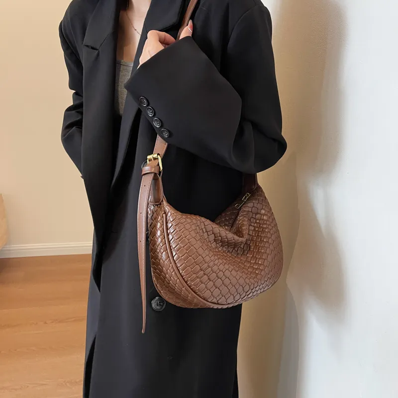Morellybear PU Dumpling Bag Shoulder Bag Crossbody Bag Regular Women's Black/Ecru/Coffee/Khaki/Khaki & Brown-25
