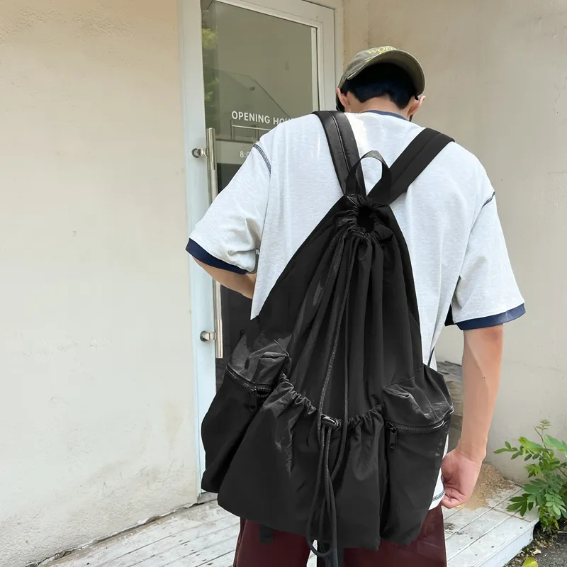 Morellybear Nylon Backpack Unisex Black/Ecru/Khaki/Blue-3