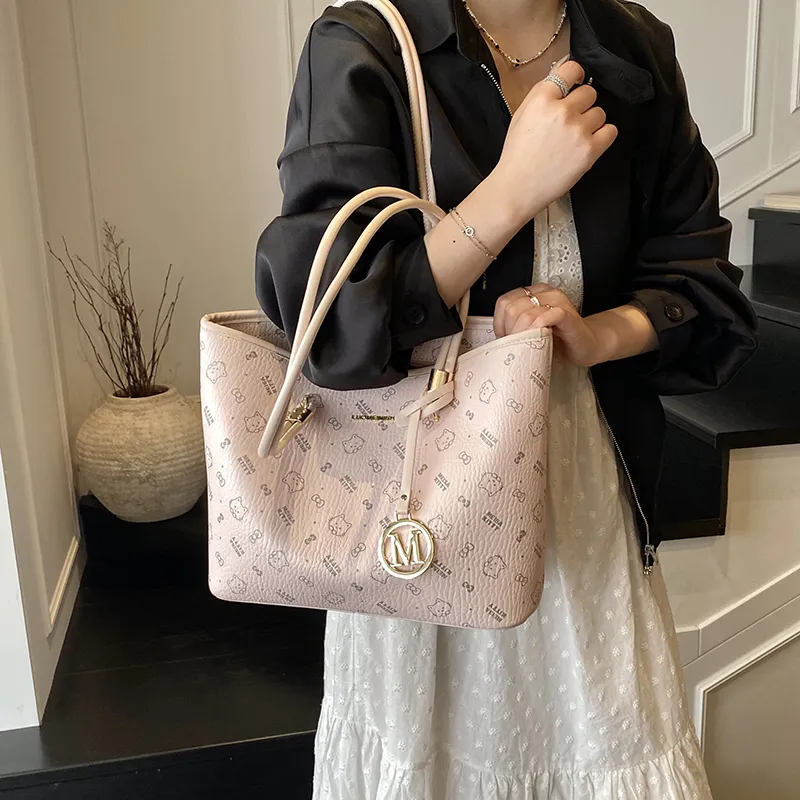 Morellybear PU Shoulder Bag Women's Pink/Brown/White-5