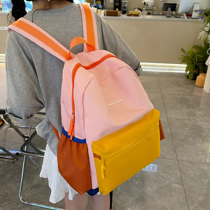 Morellybear Nylon Backpack Regular Women's Pink/Blue-4