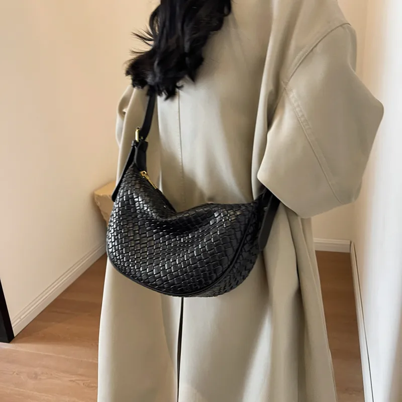 Morellybear PU Dumpling Bag Shoulder Bag Crossbody Bag Regular Women's Black/Ecru/Coffee/Khaki/Khaki & Brown-6