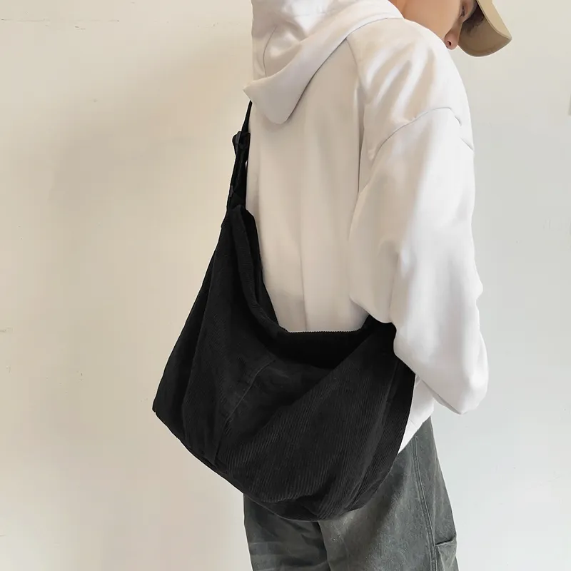 Morellybear Strips Canvas Bag Crossbody Bag Regular Women's Black/White/Green/Red/Brown-4