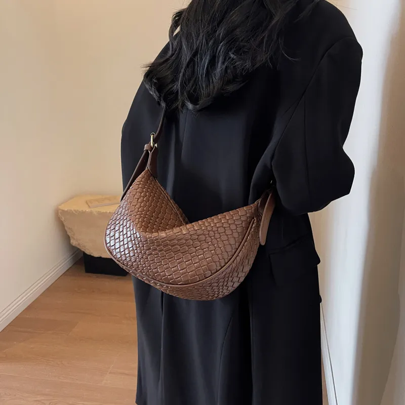 Morellybear PU Dumpling Bag Shoulder Bag Crossbody Bag Regular Women's Black/Ecru/Coffee/Khaki/Khaki & Brown-29