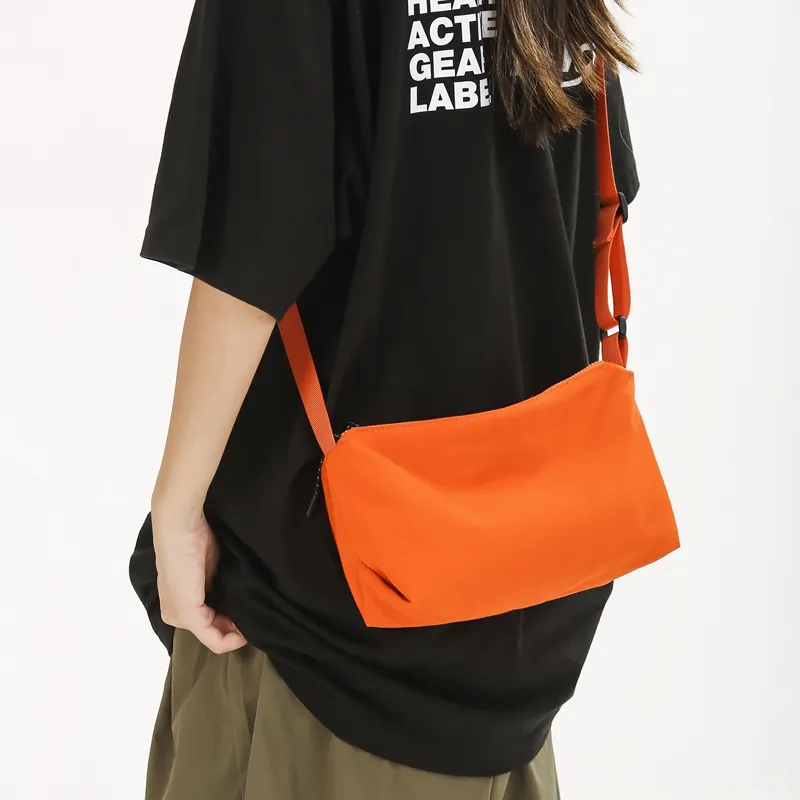 Morellybear Nylon Shoulder Bag, Crossbody Bag Regular Unisex Black/Orange/Green/Yellow/White-6