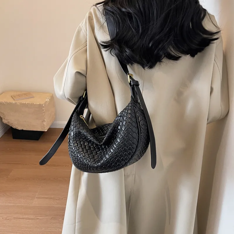 Morellybear PU Dumpling Bag Shoulder Bag Crossbody Bag Regular Women's Black/Ecru/Coffee/Khaki/Khaki & Brown-2