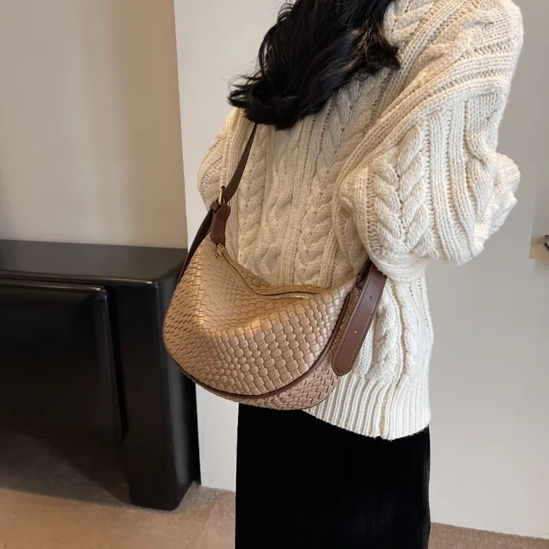 Morellybear PU Dumpling Bag Shoulder Bag Crossbody Bag Regular Women's Black/Ecru/Coffee/Khaki/Khaki & Brown-12