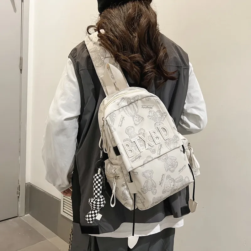 Morellybear Nylon Backpack Shoulder Bag Crossbody Bag Sling Bag Regular Unisex Black/Red/White/Green-12