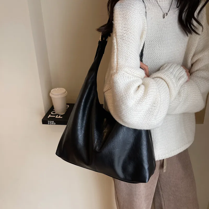 ROSEROOEN PU Tote Bag Shoulder Bag Crossbody Bag Regular Women's Black/Coffee/Brown/Mud-5