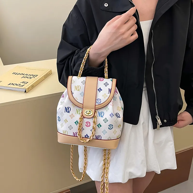 Morellybear PVC Backpack Women's Tricolor/Coffee-1