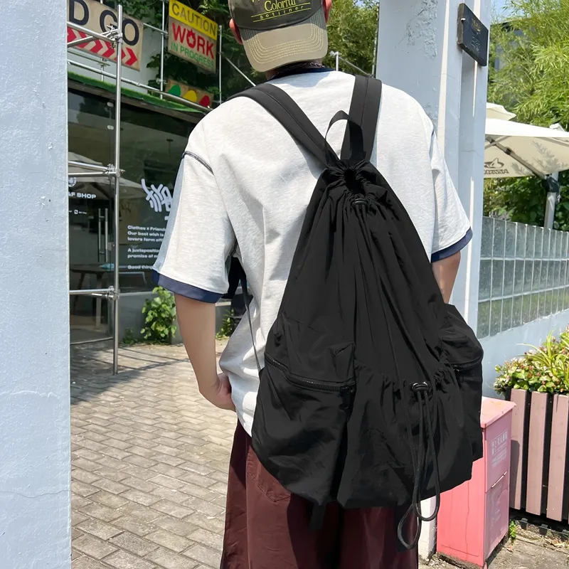 Morellybear Nylon Backpack Unisex Black/Ecru/Khaki/Blue-2