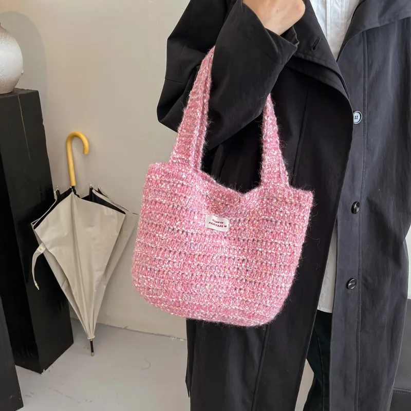 Morellybear Yarn Tote Bag, Shopping Bag, Shoulder Bag Women's Multicolor-14