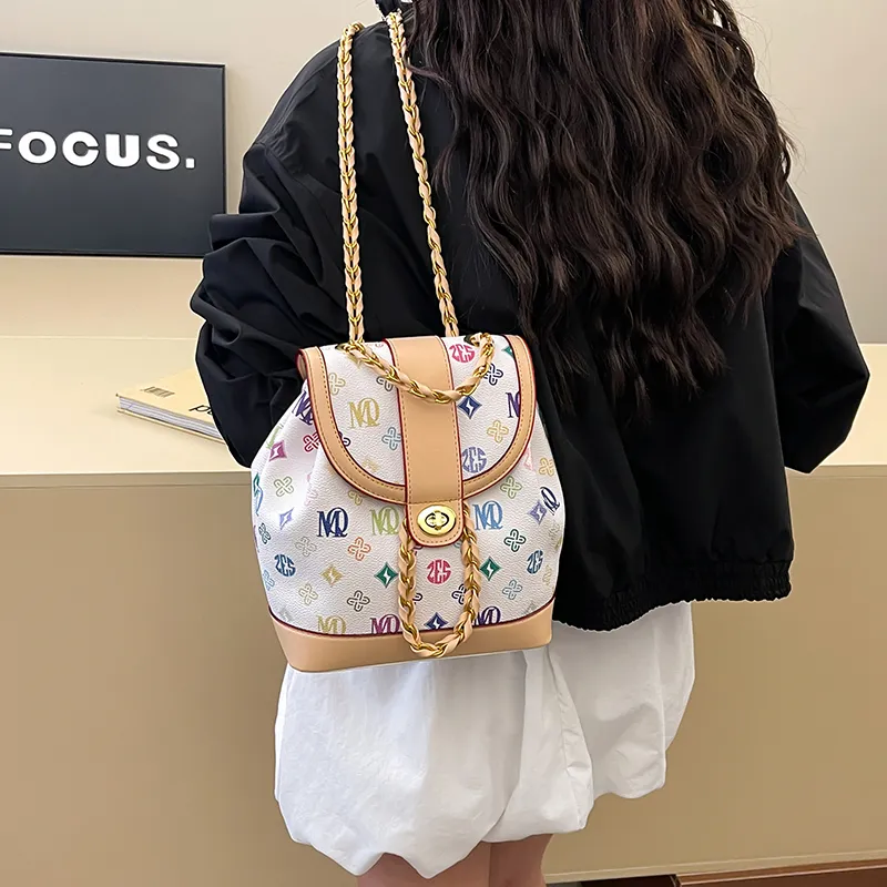 Morellybear PVC Backpack Women's Tricolor/Coffee-3