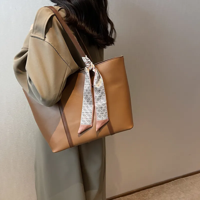 PULUWIRR PU Tote Bag, Shopping Bag, Shoulder Bag Regular Women's Black/Coffee/Brown/Khaki-21
