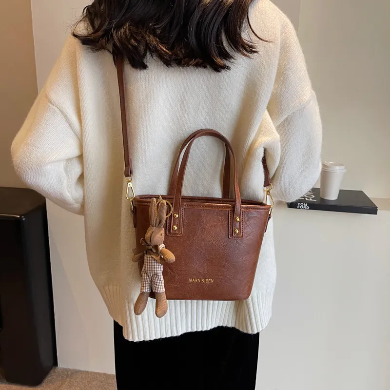 Morellybear Pu Tote Bag Shopping Bag One Shoulder Handbag Crossbody Bag Regular Women's Black/Brown/Coffee/Ecru-26