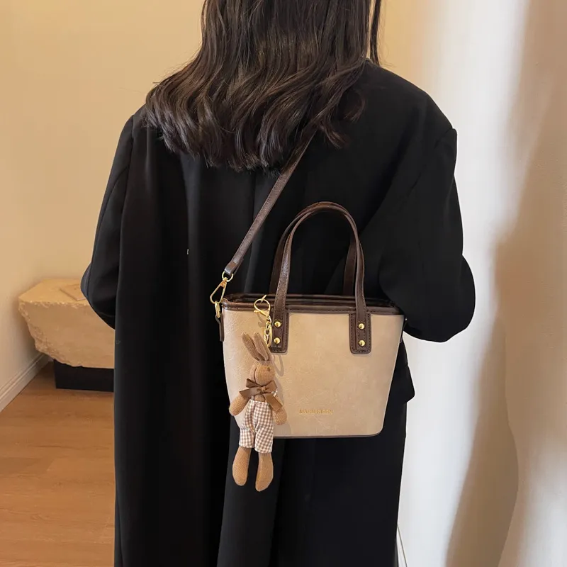 Morellybear Pu Tote Bag Shopping Bag One Shoulder Handbag Crossbody Bag Regular Women's Black/Brown/Coffee/Ecru-8